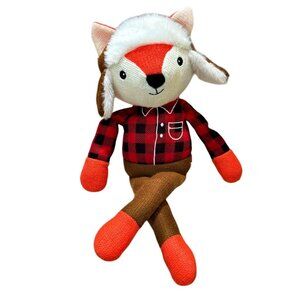 Spark Create Imagine Fox Plush Baby Rattle Crinkle Stuffed Animal 18 Inch Plaid